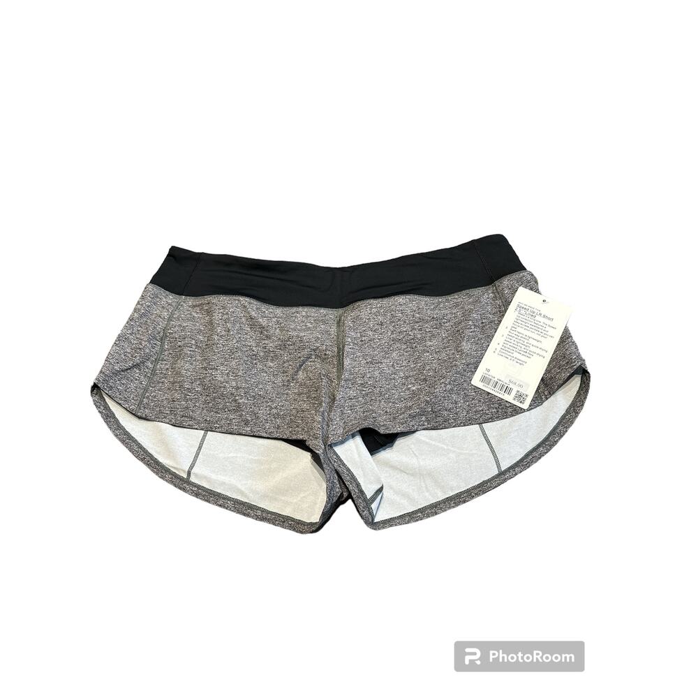 NWT, Womens, Lululemon, Speed Up Running Shorts, Gray and Black, Sz 10